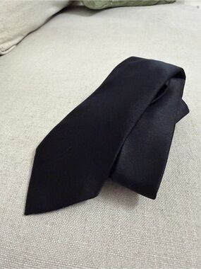 Classic ZEGNA Black Men’s Necktie Silk Tie - Solid Black